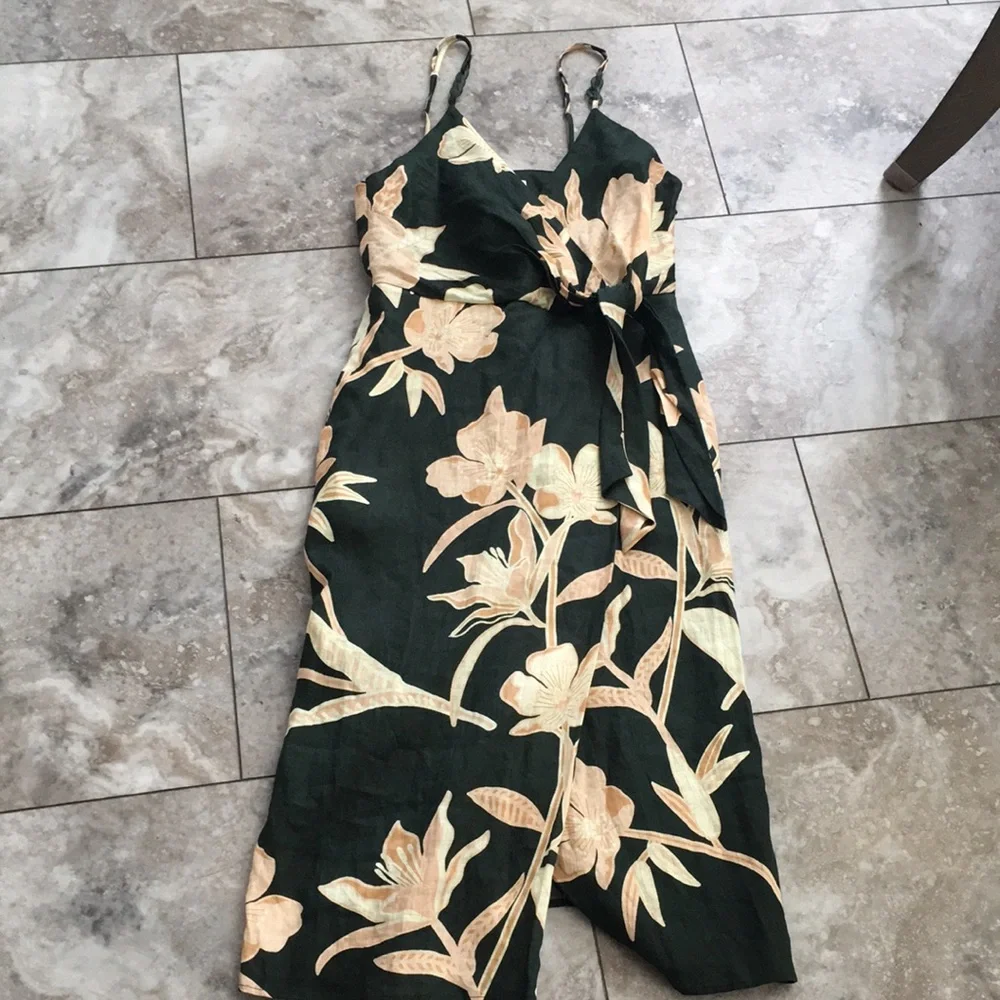 REISS NWOT LINEN N COTTON ALICE POCKETED FAUX WRAP FLORAL MIDI DRESS SIZE 10 - Picture 8 of 14